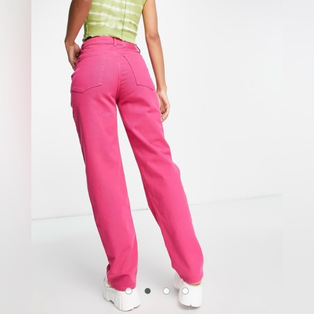 RECLAIMED VINTAGE Stepped Waistband Jeans Hot Pink - Picture 4 of 10